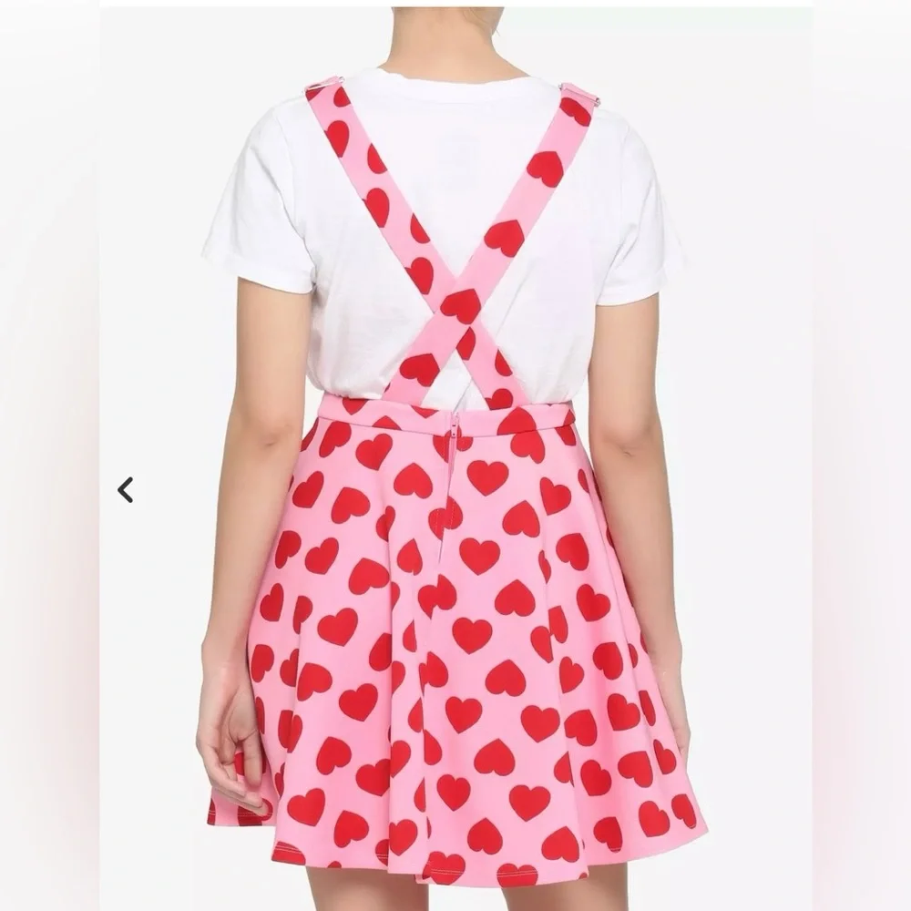 Hot Topic Skirtall Pink Dress with Red Hearts S/M anime cosplay Comic-Con